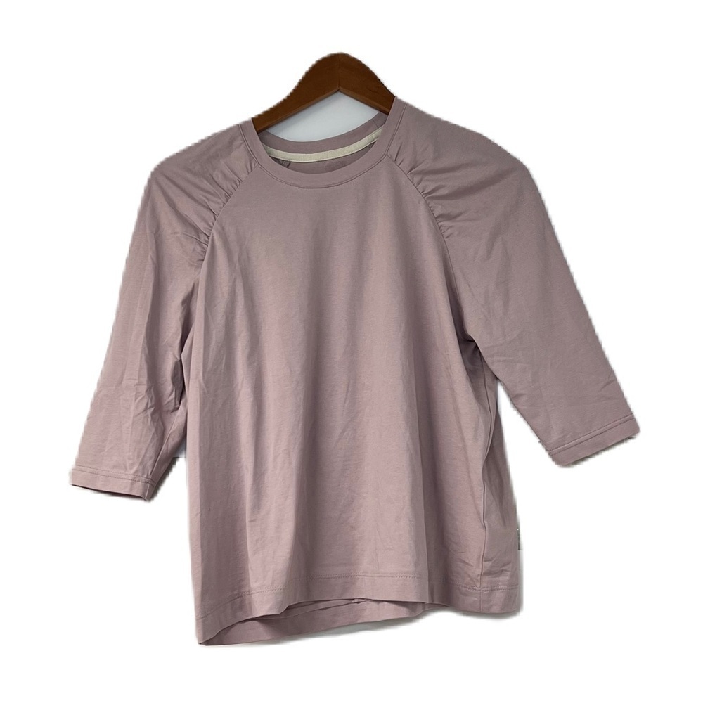 Meli Woman's sz s statement sleeve cropped lavender spring summer 3/4 sleeve top